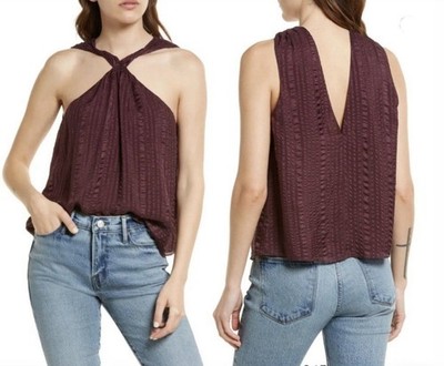 Frame Denim Cabernet Draped Halter Silk Blouse Large $378 NWT