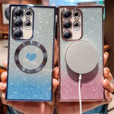 For Samsung Galaxy S25 S24 S23 S22 S21 Bling Glitter MagSafe Magnetic Phone Case