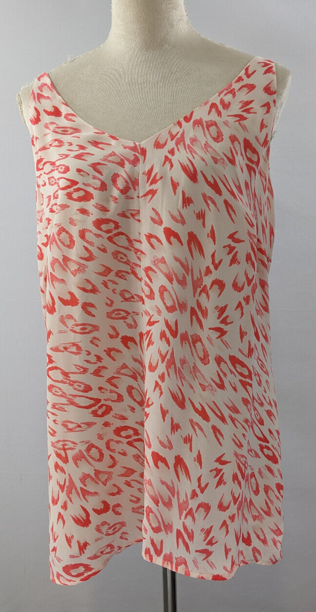 Cabi Camisole Top Peach Fuzz Cream Leopard Print Medium Adjustable Straps Lined