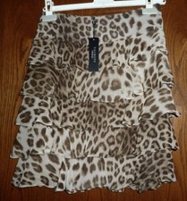 NWT 119 TALBOTS - TIERED RUFFLED ANIMAL PRINT STRAIGHT SKIRT - PETITE 2P