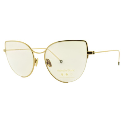 NEW!! NATHALIE BLANC ALEXANDRA 251 55-18-145 Gold Cat Eye Semi Rimless Frame
