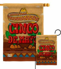 Southwest Cinco de Mayo Burlap Garden Flag Summertime Decorative Yard Banner