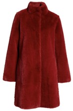 Women Velvet By Graham & Spencer Red Faux Fur Reversible Jacket Size 8-10 (s)new