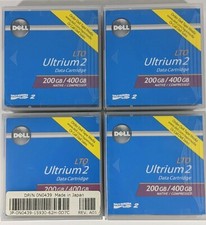 Lot of 4 New Dell Ultrium 2 LTO 200 GB/400GB Data Cartridges Ships Immediately