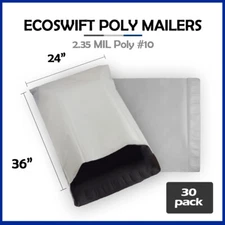 30 24x36 EcoSwift Poly Mailers LARGE Plastic Envelopes Shipping Bags 2.35MIL