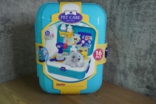 Pet Dog Care Play Set Doctor Kit for Kids 16 Pcs Pretend Vet Grooming Toys
