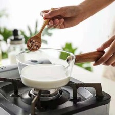 Glass Cooking Pot Milk Noodle Pot Soup Stock  Porridge Pots Wooden  Handle Open