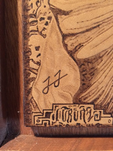 Vintage Aztec Handmade Leather Wall Art }} Signed JJ - Picture 7 of 8