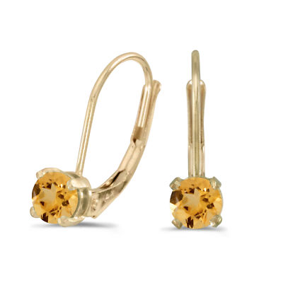 Ohrringe 14 Karat Gelbgold 4 mm rund Citrin Ohrstecker