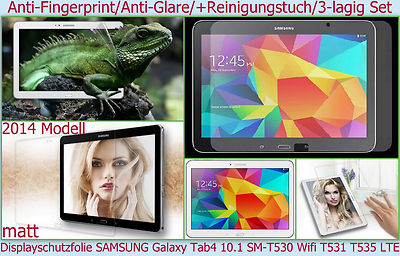 2x Antireflex Display Schutz Folie für SAMSUNG Galaxy Tab 4 10.1 T530 T531 T535