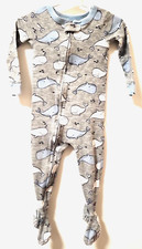 CARTERS Footed Sleeper 18 Months Heather Gray Cotton with White and Blue Whales