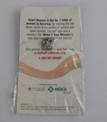 New American Heart Disease Little Red Dress Awareness Lapel Hat Pin On  Cardboard