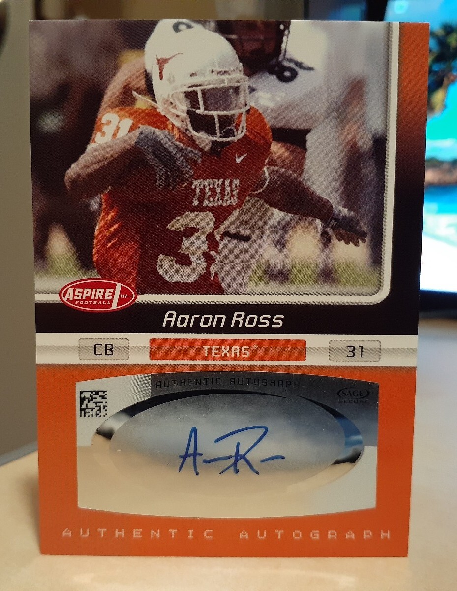 2007 AARON ROSS ASPIRE #33 ROOKIE AUTO AUTOGRAPH TEXAS LONGHORNS NEW YORK GIANTS