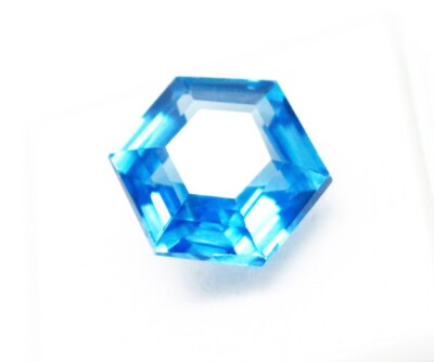 Natural  9+ Ct Blue Topaz Hexagon Cut Rare Brazilian Gemstone Certified
