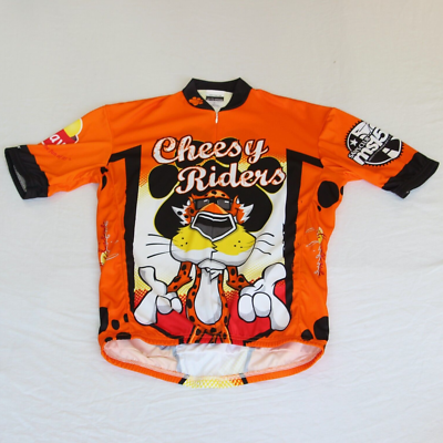 VOmax Cheesy Riders Bicycle Jersey Mens L Chester Cheetah Cheetohs