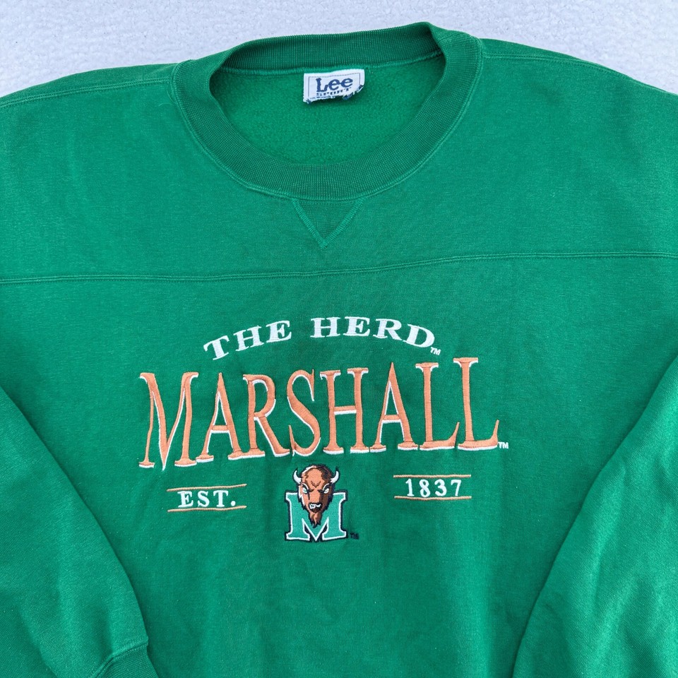 Vintage Lee Sport Marshall Thundering Herd Sweatshirt Mens XL Green