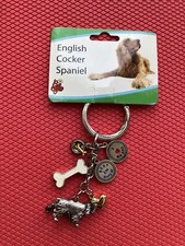 English Cocker Spaniel Dog Key Chain Six Charms New W/original Tag.