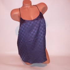 Victoria Secret Camisole Tank Top Sleepwear Purple Checkered Satin Sleeveless