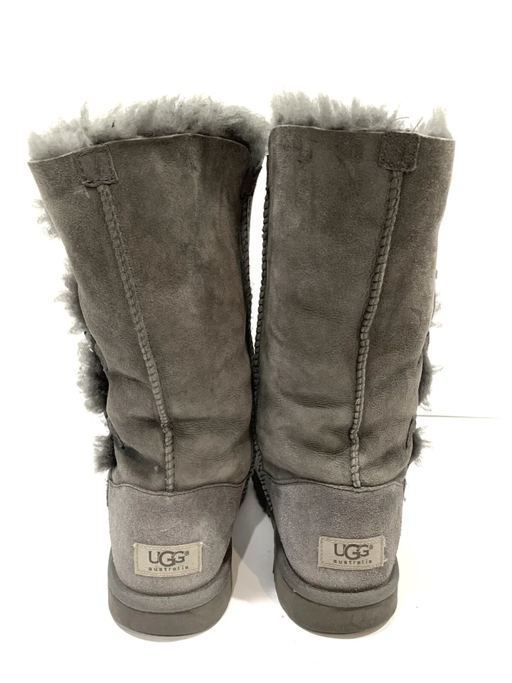 ugg australia size 6 womens tall bailey button boots gray sheepskin - Image 3 of 4