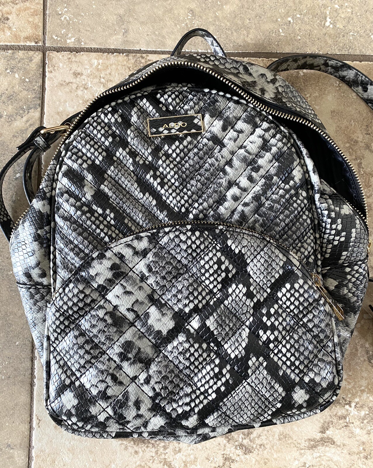 ALDO Backpack Vegan Leather Purse Snake Skin Print, B… Gem