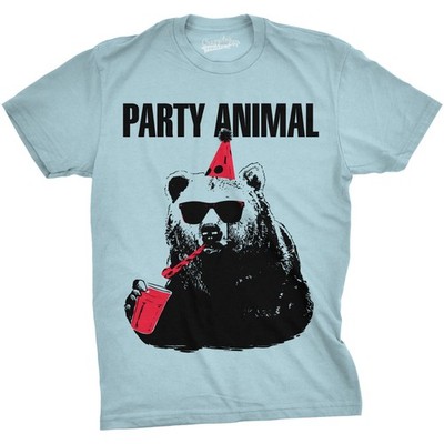 Mens Party Animal Funny Bear Tee Birthday Shirts Hilarious Party Time Novelty T