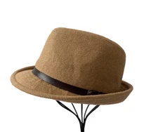 D&Y Wool Blend Fedora Camel Tan Hat Women’s OS Boho Winter Neutral Classic