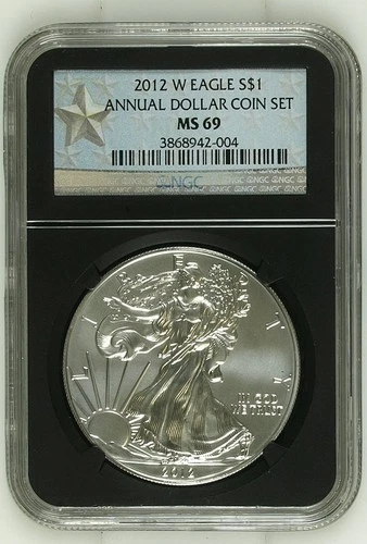 2012 W Silver Eagle, NGC MS 69, Annual Dollar Coin Set
