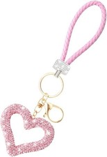 Crystal Rhinestone Heart Keychain for Car Keys, Cute Bling Auto Keyring Decor Ac