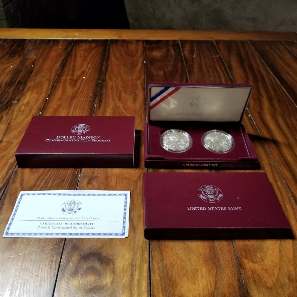 1999 P Dolley Madison Proof Commemorative Silver Dollars Set (2) W/COA 90s FIS - Image 2 of 4