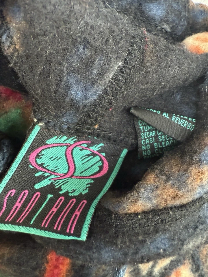 Sudadera con Capucha Vintage Años 90 Santana Tribal Azteca Nativa Polar Talla Adulto XL Grande Foto 3 de 4