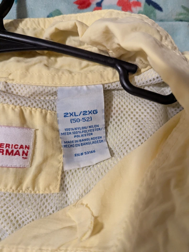 Camisa de pesca All American Fisherman para hombre talla 2xl amarilla ventilada bolsillo de carga Foto 3 de 4