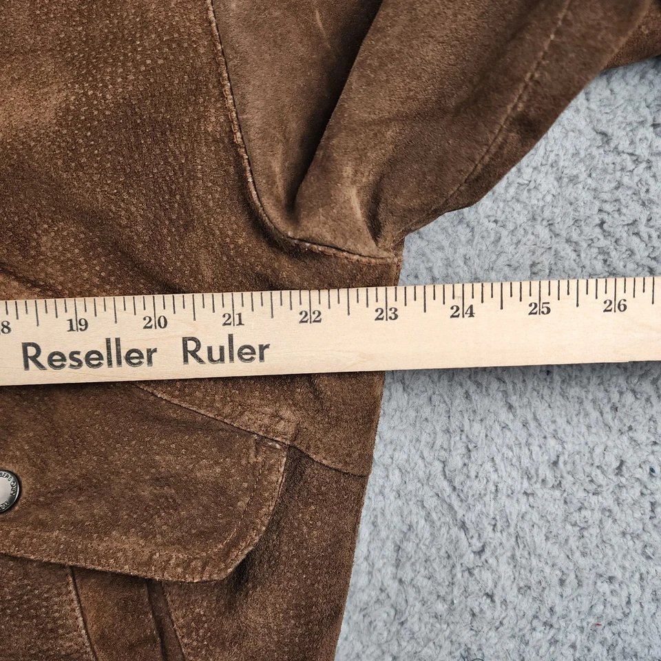 Chaqueta de bombardero Members Only para hombre 46 Lg gamuza marrón franela forrada cremallera Y2K años 80  Foto 4 de 4