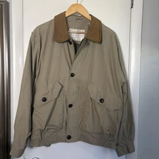 London Fog Towne Men's Canvas Bomber Jacket. Size: Large. Khaki.