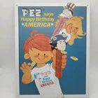 PEZ TIN SIGN Vintage 2002 "Happy Birthday America Uncle Sam" 16"x 12.5" Cute Fun