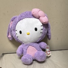 Sanrio Hello Kitty Plush Purple Rabbit Costume Pink Bow Ear Tag Toy