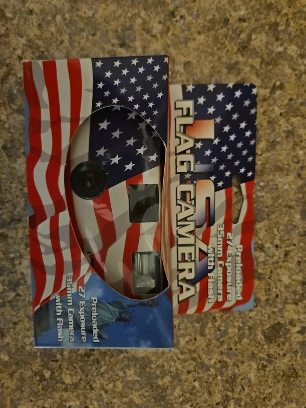One Single-Use 35mm Camera USA Flag Camera Red White Blue New In Box