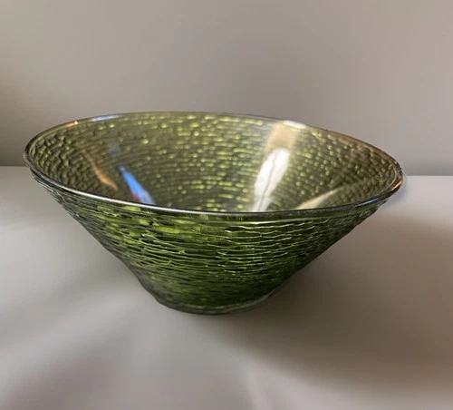 Vintage Anchor Hocking Soreno Glass Avocado Green Large Serving Bowl 11 3/8"
