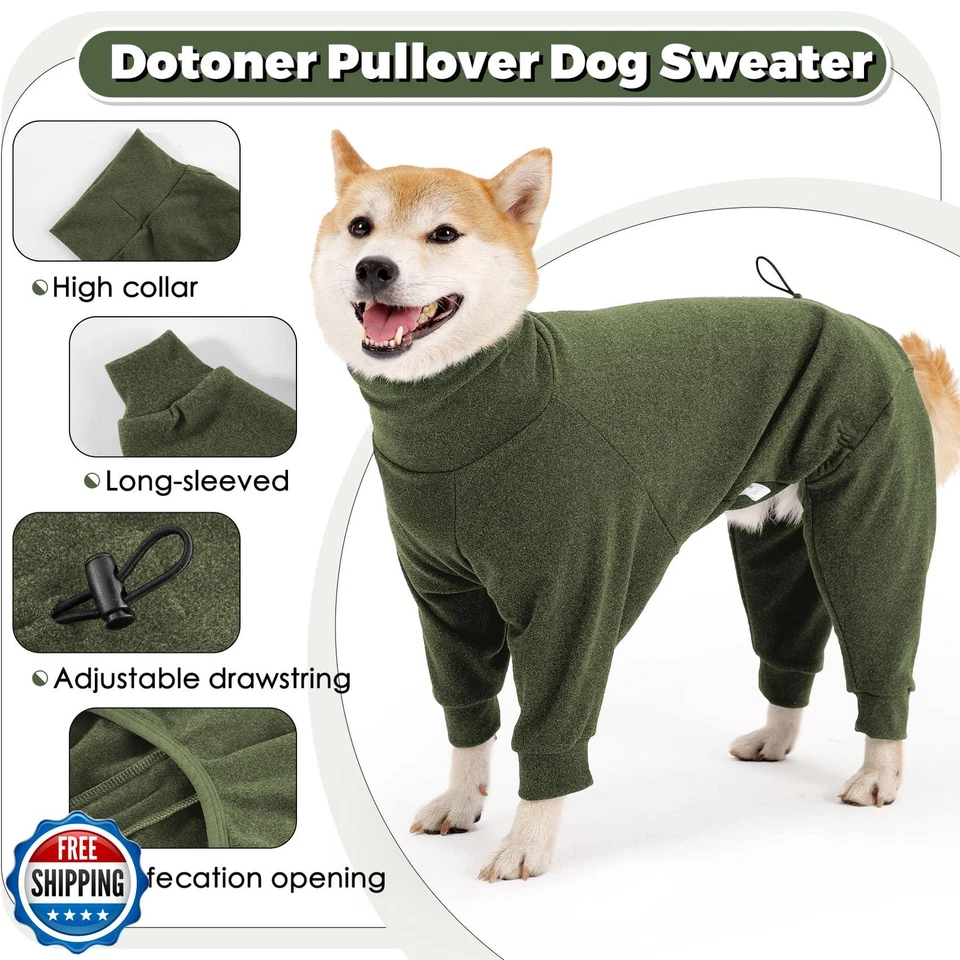 Dotoner Pullover Dog Sweater with Leash Hole - High Collar Cold Weather Vest - Image 4 of 4