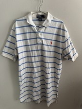 Polo Ralph Lauren Striped Polo Shirt Men s M White Blue Classic Fit