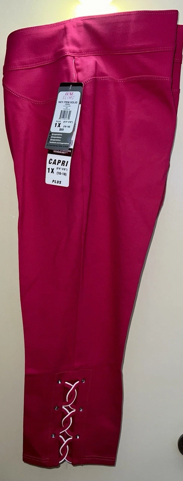 Nygard Womens Luxe Denim Slims Capri Pants Bling Pink size 1X