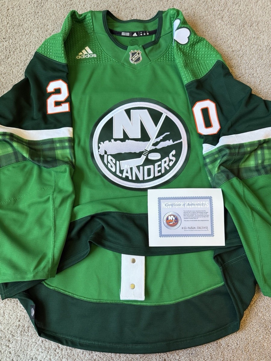 Game Worn Fasching New York Islanders St Patricks Day Adidas Mic