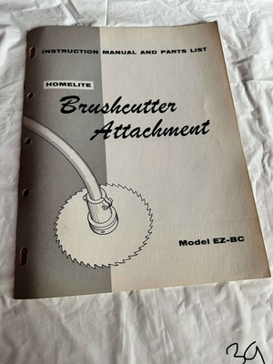 #ad Homelite Textron Brushcutter Attachment Model EZ BC Parts List SALES Manual $24.99