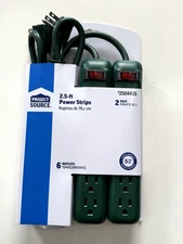 Lowe's 2-Pack Power Strip Surge Protector, 6 Outlet, 2.5 Ft Long Extension Cord