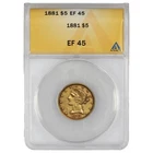 1881 $5 Gold Liberty Head Half Eagle  Coin ANACS EF 45