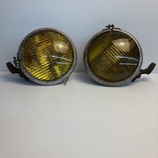 Vintage 6 Amber Fog Lights Pair Yellow Lens Rat Rod Lights