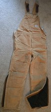 Carhartt Bib Overalls Mens 36x36 Brown Duck Canvas Double Knee Insulated R03 BQ1