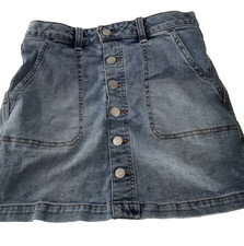 Cat  Jack Light Wash Denim Jean Skirt Button Down Closure Girls Size XL 14