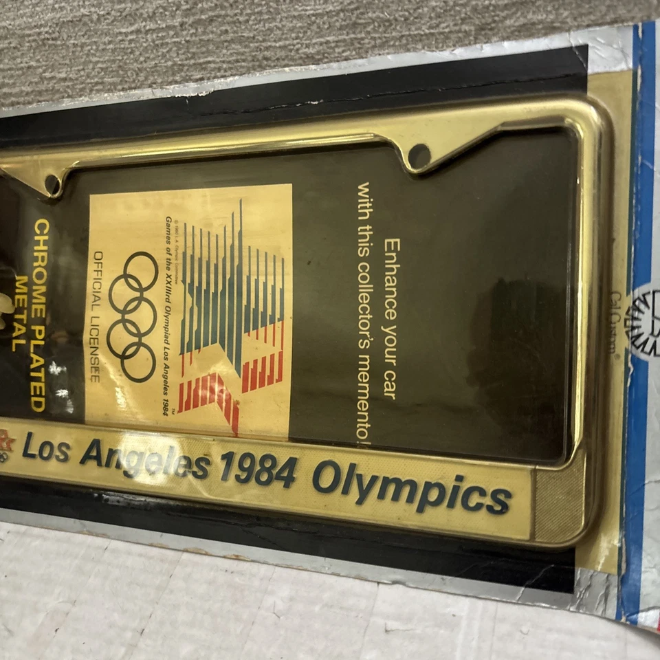 Marco porta etiquetas de metal cromado plateado de los Juegos Olímpicos de Los Ángeles 1984 NUEVO Foto 4 de 4