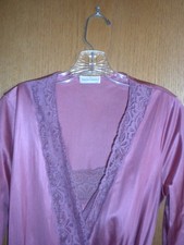 Vintage Diane Von Furstenberg Negligee and Peignoir Set Magenta Size S/M