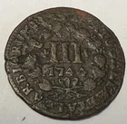 Portugal ?? 3 Reis 1744  Copper Lot 433